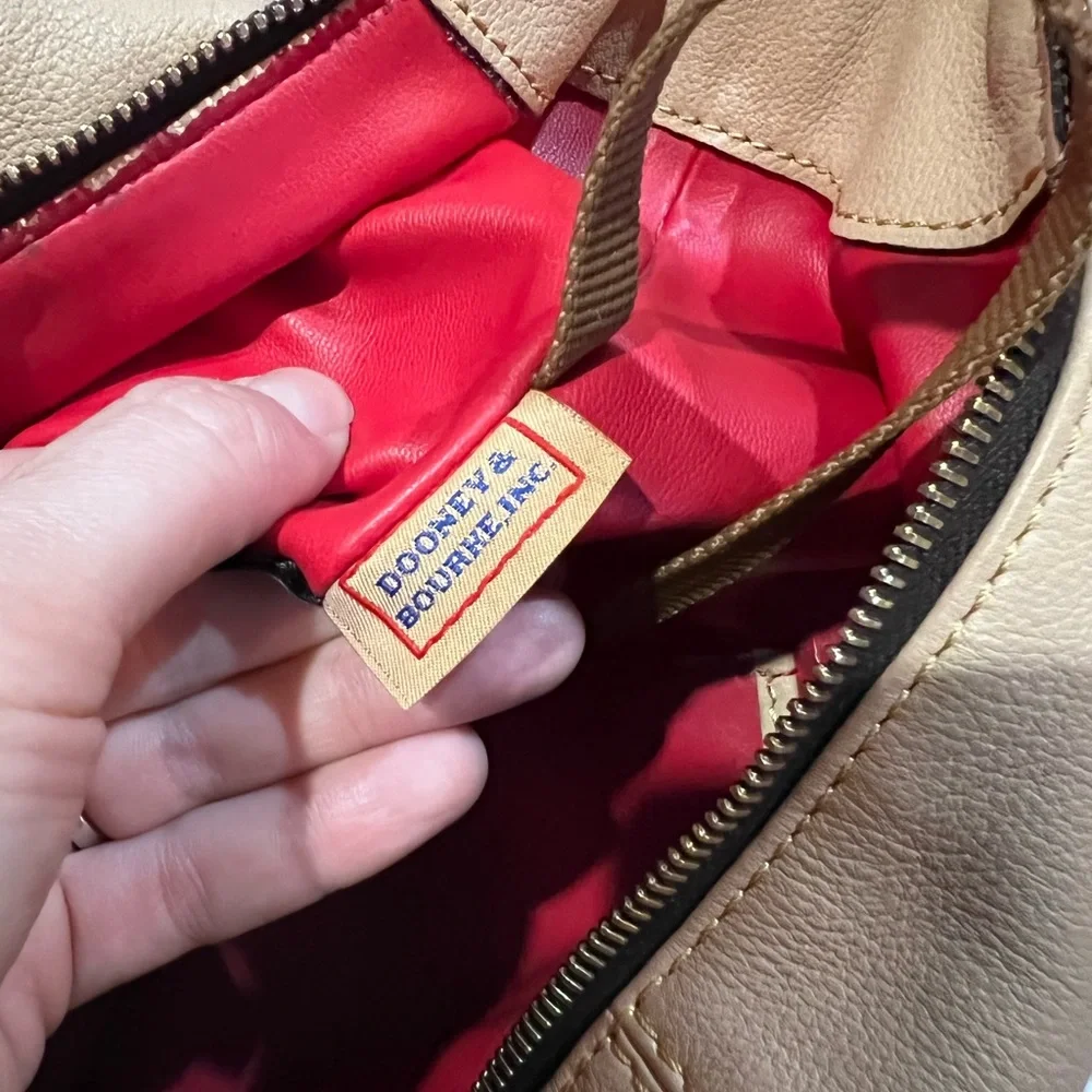 Dooney & Bourke tan and Black Leather Hobo Bag